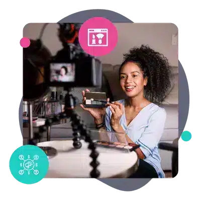 یک دختر در حال ضبط ویدیو برای افیلیت مارکتینگ لوازم آرایشی